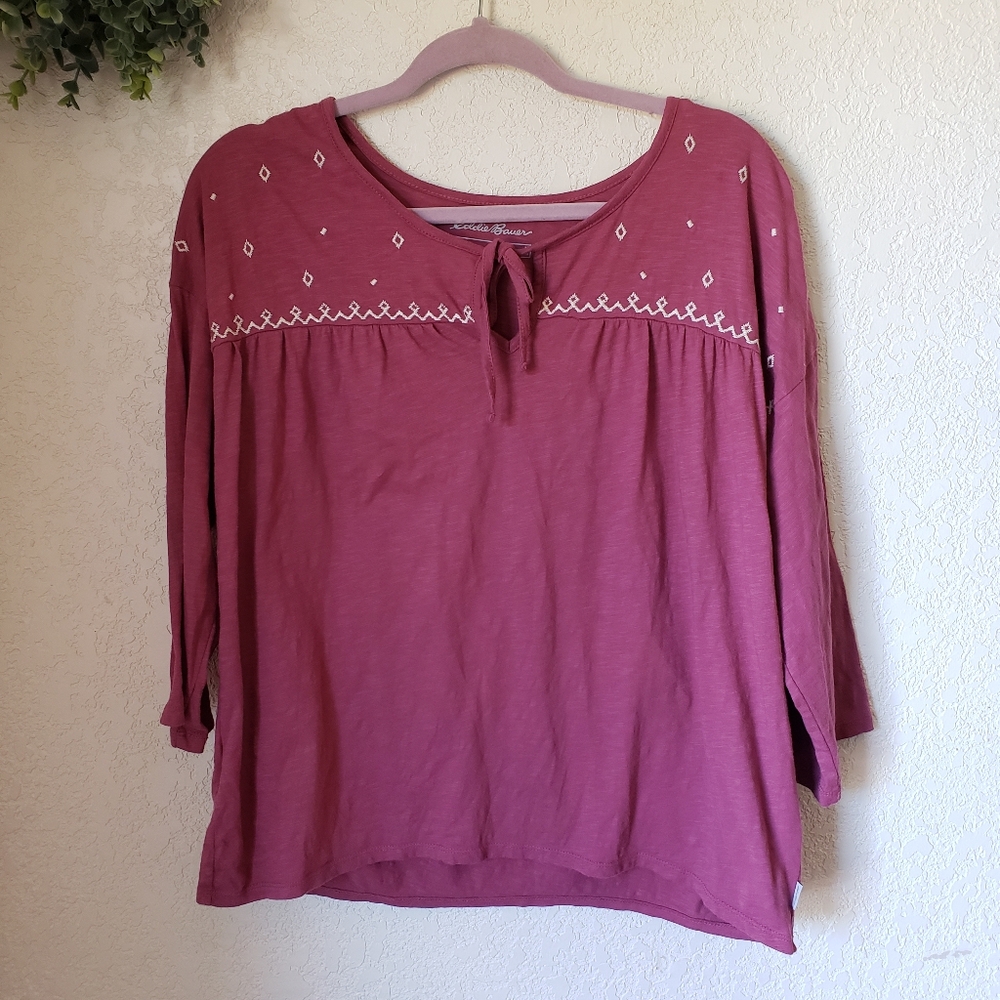 Eddie Bauer Embroidered Long-Sleeve Purple Shirt Women's Size M